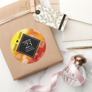 Elegant 23rd Imperial Topaz Wedding Anniversary Classic Round Sticker