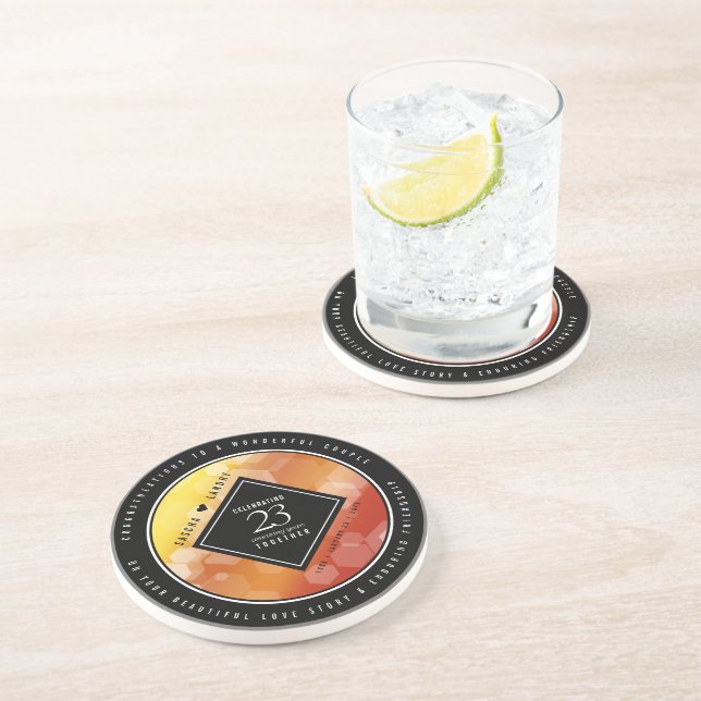 Elegant 23rd Imperial Topaz Wedding Anniversary Coaster (Side)
