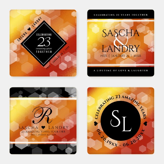 Elegant 23rd Imperial Topaz Wedding Anniversary Coaster Set (Set)