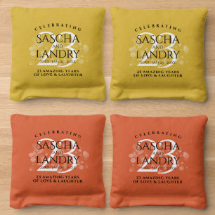 Elegant 23rd Imperial Topaz Wedding Anniversary Cornhole Bags