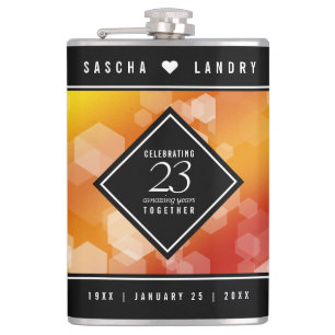 Elegant 23rd Imperial Topaz Wedding Anniversary Flask