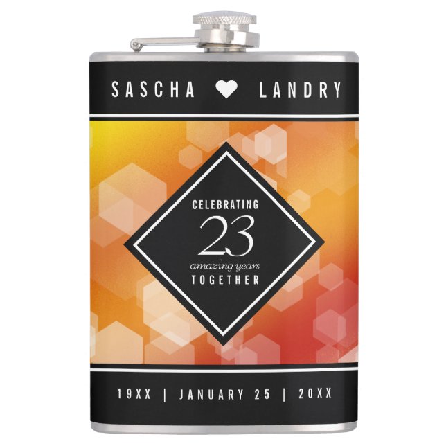 Elegant 23rd Imperial Topaz Wedding Anniversary Flask (Front)