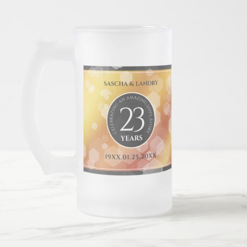 Elegant 23rd Imperial Topaz Wedding Anniversary Frosted Glass Beer Mug