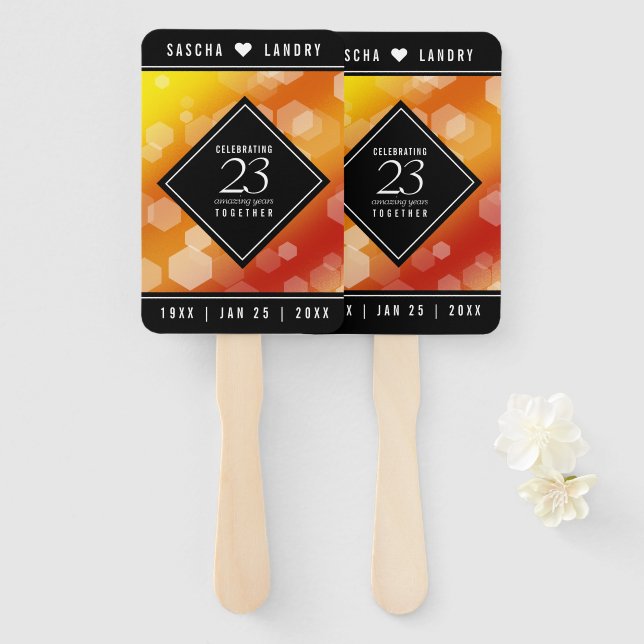 Elegant 23rd Imperial Topaz Wedding Anniversary Hand Fan (Front and Back)