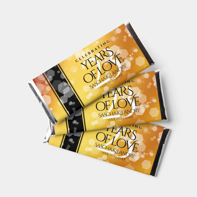 Elegant 23rd Imperial Topaz Wedding Anniversary Hershey Bar Favors (Front)