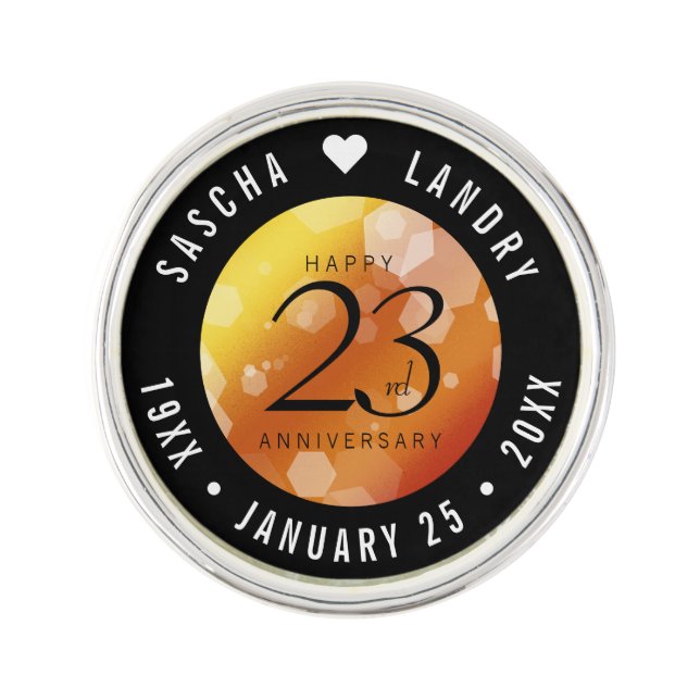 Elegant 23rd Imperial Topaz Wedding Anniversary Lapel Pin (Front)