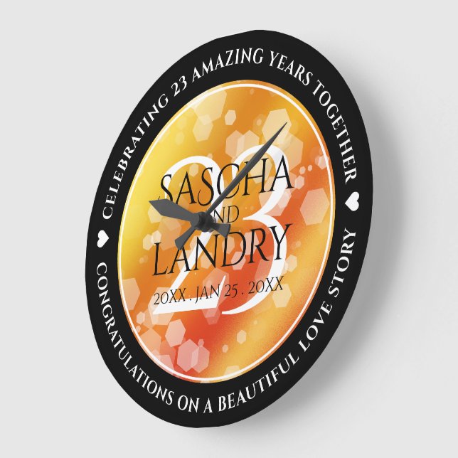 Elegant 23rd Imperial Topaz Wedding Anniversary Large Clock