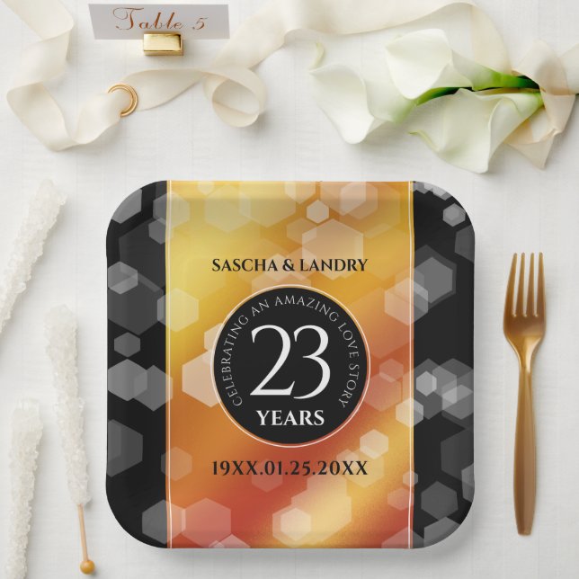 Elegant 23rd Imperial Topaz Wedding Anniversary Paper Plates (Wedding)