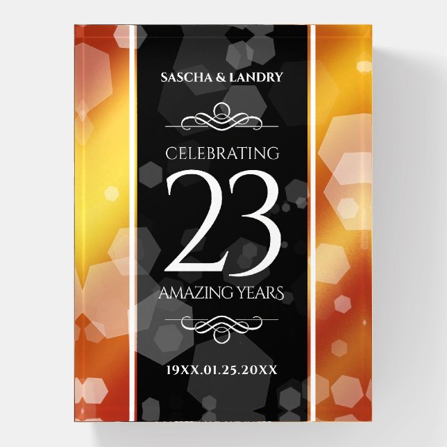 Elegant 23rd Imperial Topaz Wedding Anniversary Paperweight (Vertical)