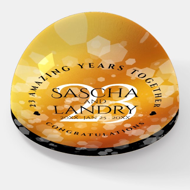 Elegant 23rd Imperial Topaz Wedding Anniversary Paperweight (Angled)