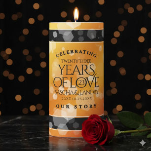 Elegant 23rd Imperial Topaz Wedding Anniversary Pillar Candle