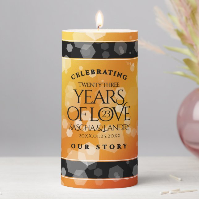 Elegant 23rd Imperial Topaz Wedding Anniversary Pillar Candle (In Situ)