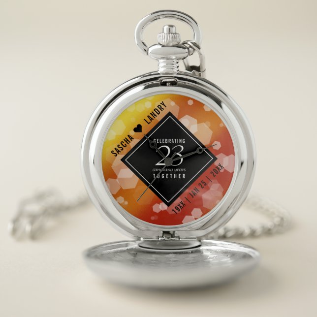 Elegant 23rd Imperial Topaz Wedding Anniversary Pocket Watch (Inside)