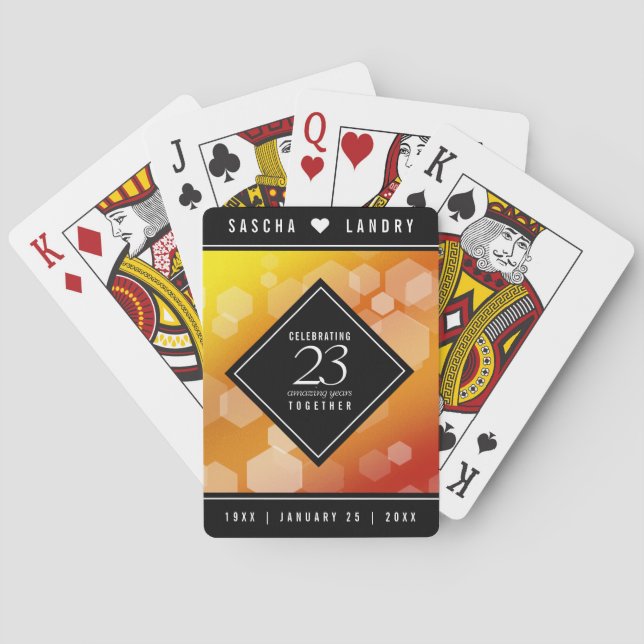 Elegant 23rd Imperial Topaz Wedding Anniversary Poker Cards (Back)