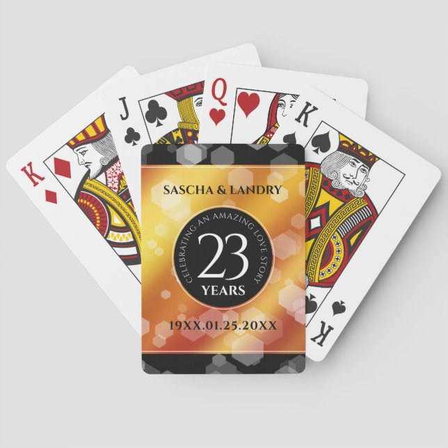 Elegant 23rd Imperial Topaz Wedding Anniversary Poker Cards (Back)