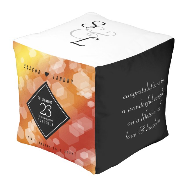 Elegant 23rd Imperial Topaz Wedding Anniversary Pouf (Angled Front)