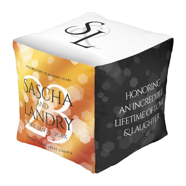 Elegant 23rd Imperial Topaz Wedding Anniversary Pouf (Angled Front)