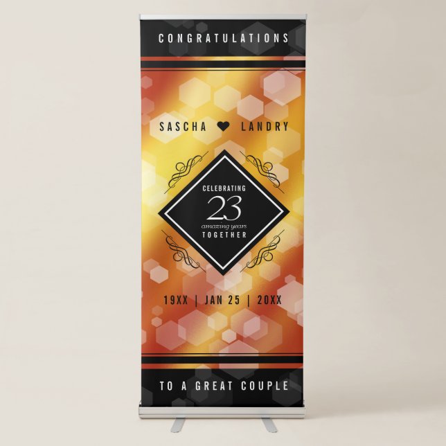 Elegant 23rd Imperial Topaz Wedding Anniversary Retractable Banner (Front)