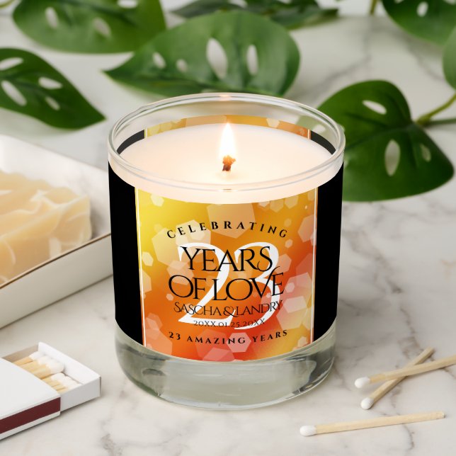 Elegant 23rd Imperial Topaz Wedding Anniversary Scented Candle (Lit)