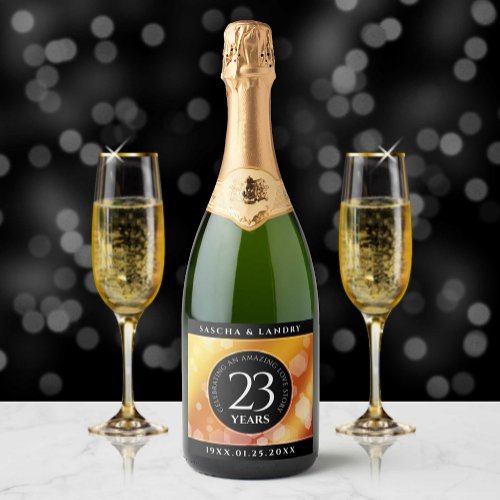 Elegant 23rd Imperial Topaz Wedding Anniversary Sparkling Wine Label