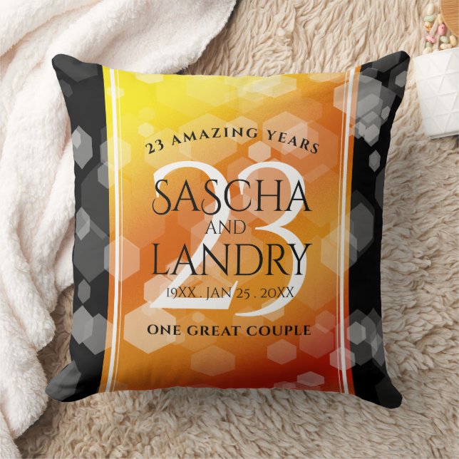 Elegant 23rd Imperial Topaz Wedding Anniversary Throw Pillow (Blanket)