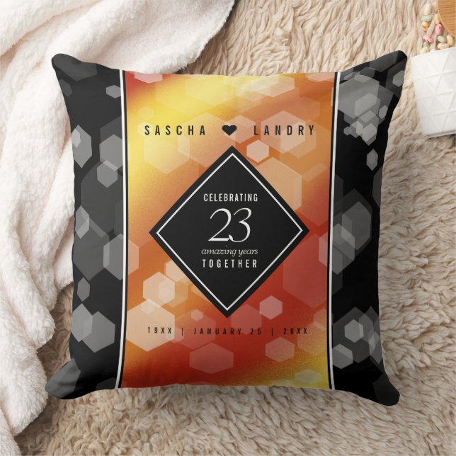 Elegant 23rd Imperial Topaz Wedding Anniversary Throw Pillow (Blanket)