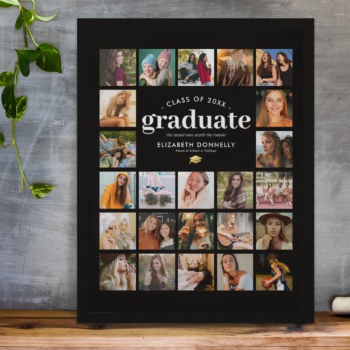 Elegant 24 Photo Collage Graduation Poster