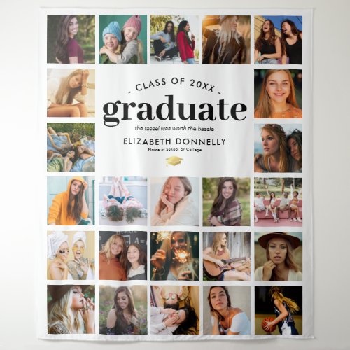 Elegant 24 Photo Collage Graduation Tapestry