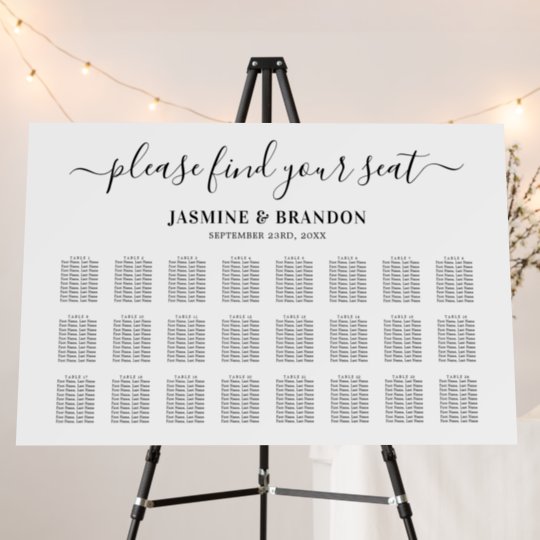 Elegant 24 Table Wedding Seating Chart Foam Board