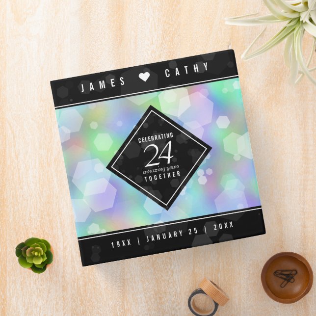 Elegant 24th Opal Wedding Anniversary Celebration 3 Ring Binder (In Situ)