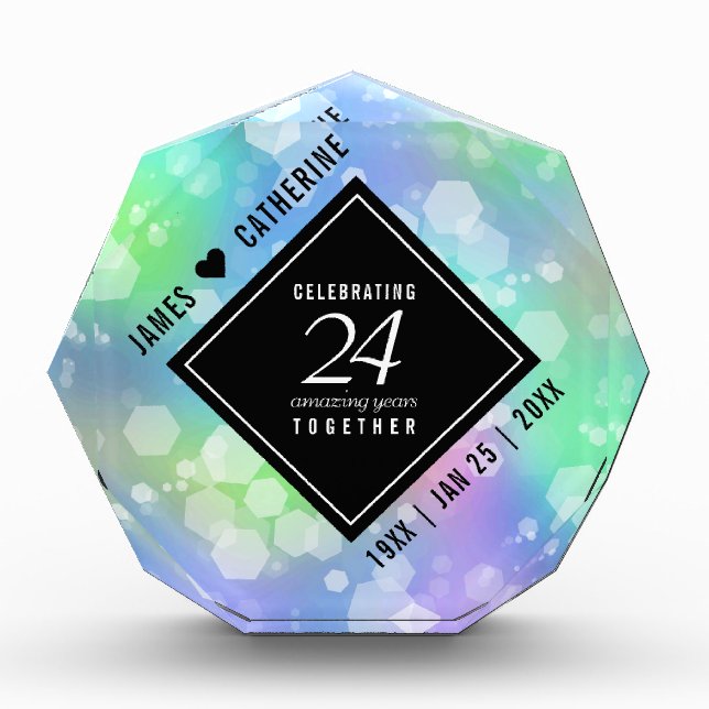 Elegant 24th Opal Wedding Anniversary Celebration Acrylic Award (Front)