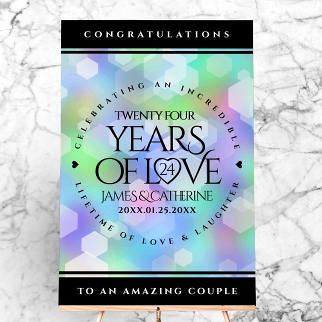 Elegant 24th Opal Wedding Anniversary Celebration Acrylic Sign (Elegant 24th Opal Wedding Anniversary Acrylic Sign Cover Photo)