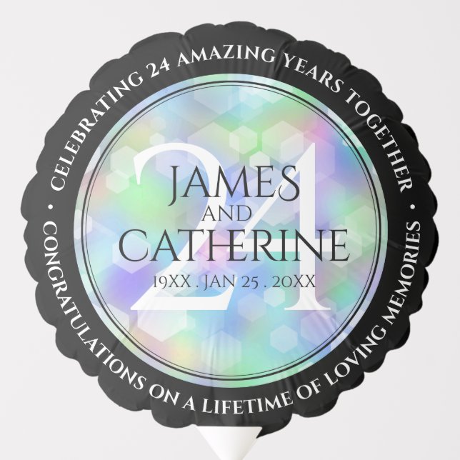 Elegant 24th Opal Wedding Anniversary Celebration Balloon (Front)