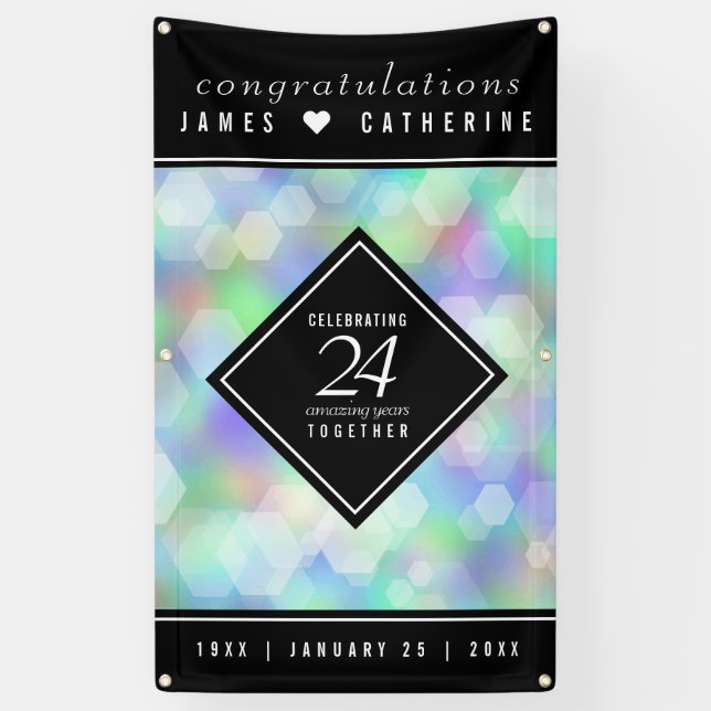 Elegant 24th Opal Wedding Anniversary Celebration Banner (Vertical)