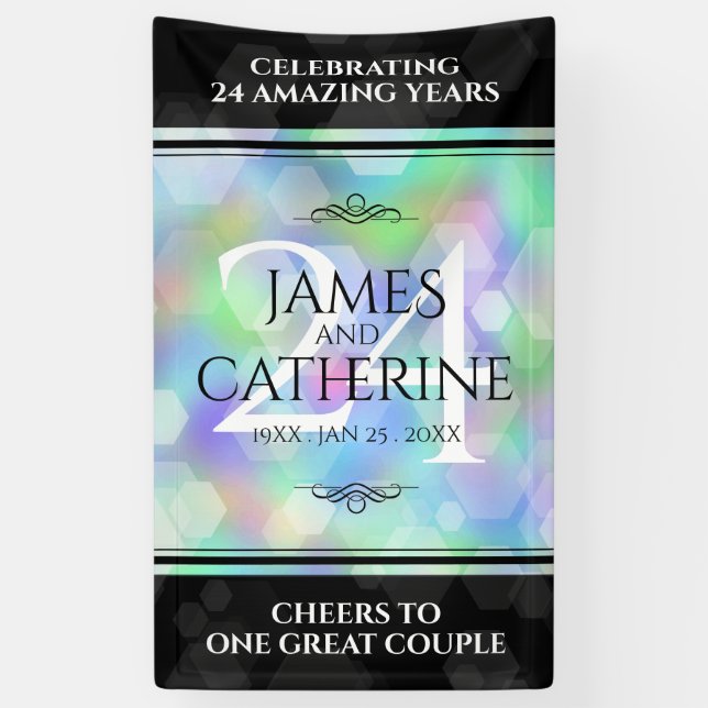 Elegant 24th Opal Wedding Anniversary Celebration Banner (Vertical)