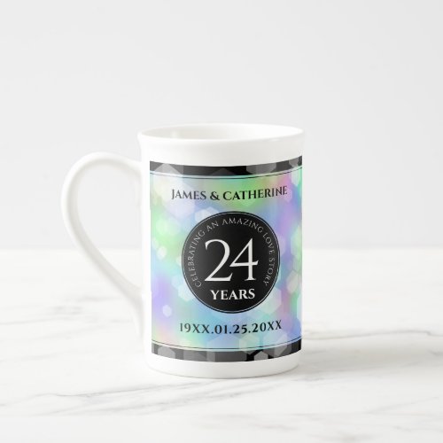 Elegant 24th Opal Wedding Anniversary Celebration Bone China Mug