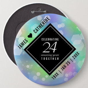Elegant 24th Opal Wedding Anniversary Celebration Button