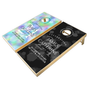 Elegant 24th Opal Wedding Anniversary Celebration Cornhole Set