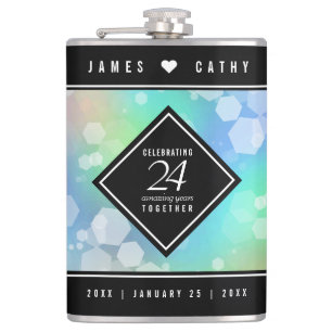 Elegant 24th Opal Wedding Anniversary Celebration Flask