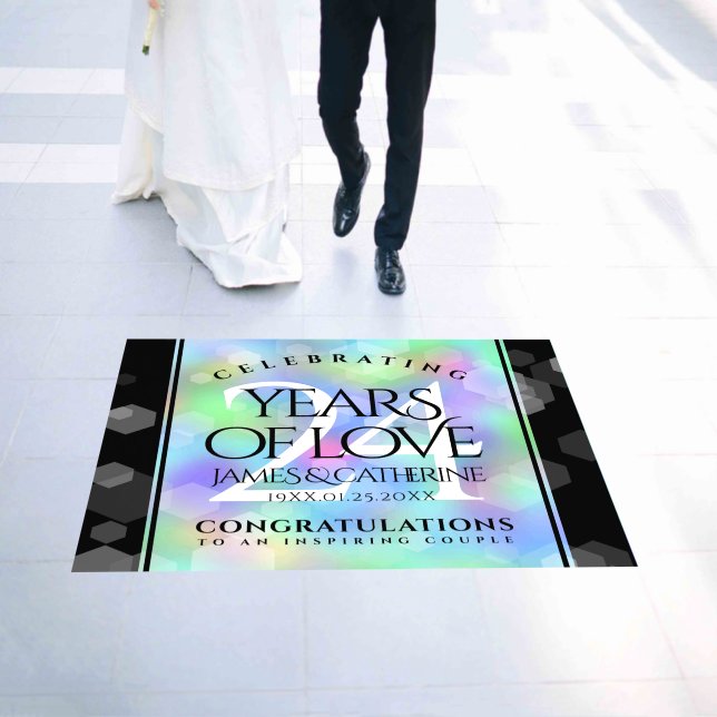 Elegant 24th Opal Wedding Anniversary Celebration Floor Decals (Wedding)