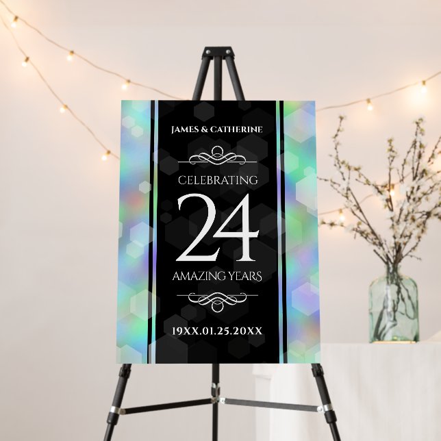 Elegant 24th Opal Wedding Anniversary Celebration Foam Board (In Situ (Stand))