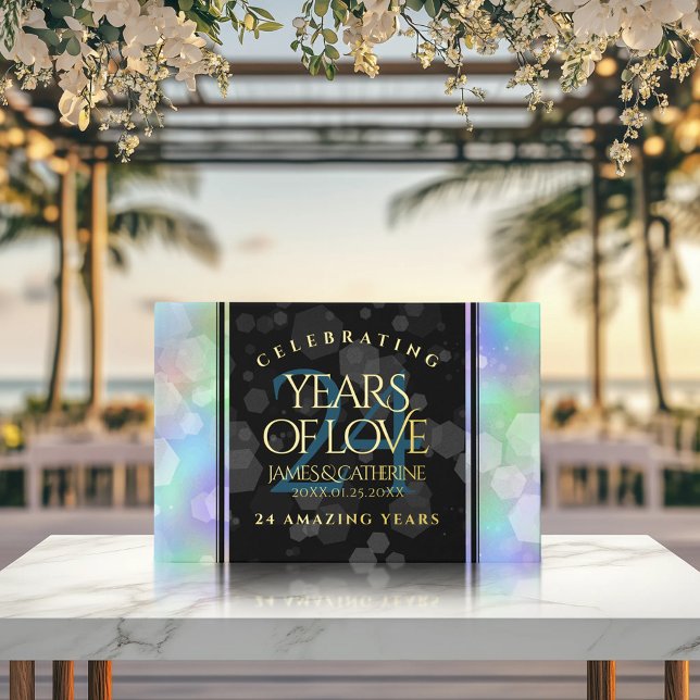 Elegant 24th Opal Wedding Anniversary Celebration Foil Guest Book (24th Opal Wedding Anniversary 9x6-inch Foil Guest Book Cover Photo)