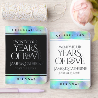 Elegant 24th Opal Wedding Anniversary Celebration Foil Vow Books