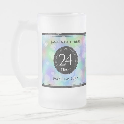 Elegant 24th Opal Wedding Anniversary Celebration Frosted Glass Beer Mug