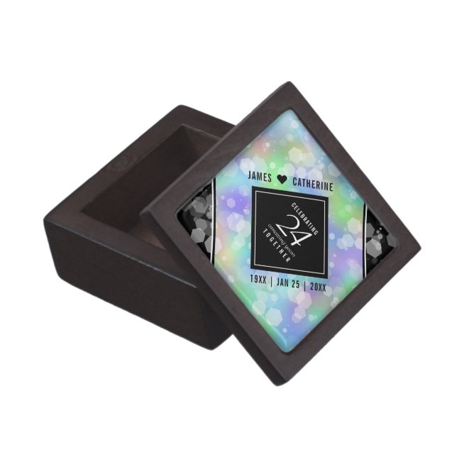 Elegant 24th Opal Wedding Anniversary Celebration Gift Box (Opened)