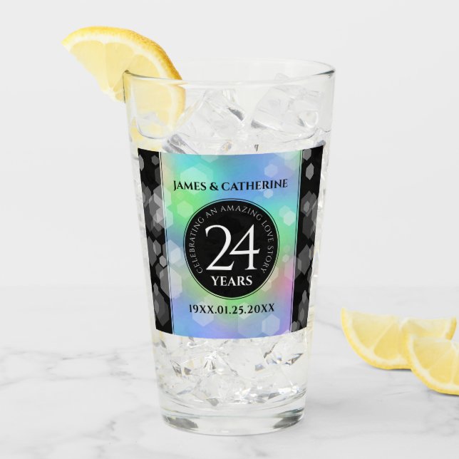 Elegant 24th Opal Wedding Anniversary Celebration Glass (Front Ice)
