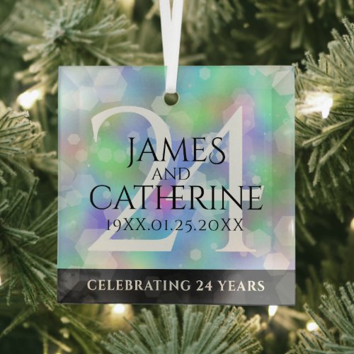 Elegant 24th Opal Wedding Anniversary Celebration Glass Ornament