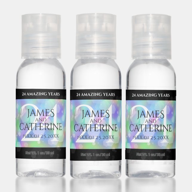 Elegant 24th Opal Wedding Anniversary Celebration Hand Sanitizer (Set)