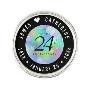 Elegant 24th Opal Wedding Anniversary Celebration Lapel Pin