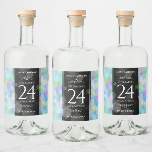 Elegant 24th Opal Wedding Anniversary Celebration Liquor Bottle Label